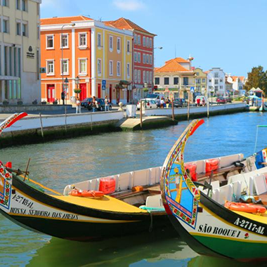 Traditional moliceiro boats on Aveiro canals